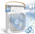 Multi-Function Portable Desktop Air Cooler Fan – High-Velocity Cooling with LED Lighting, Adjustable Speed, and Built-in Humidifier Mist (Size 10 Inch)
