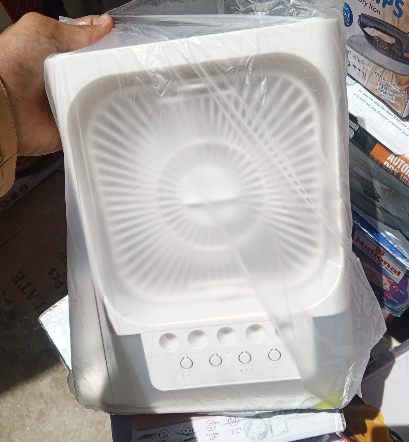Multi-Function Portable Desktop Air Cooler Fan – High-Velocity Cooling with LED Lighting, Adjustable Speed, and Built-in Humidifier Mist (Size 10 Inch)
