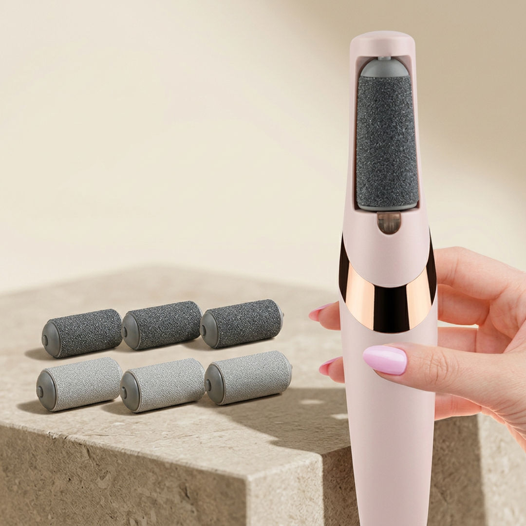 Electric Foot Scrubber with 6 Replacement Rollers-M