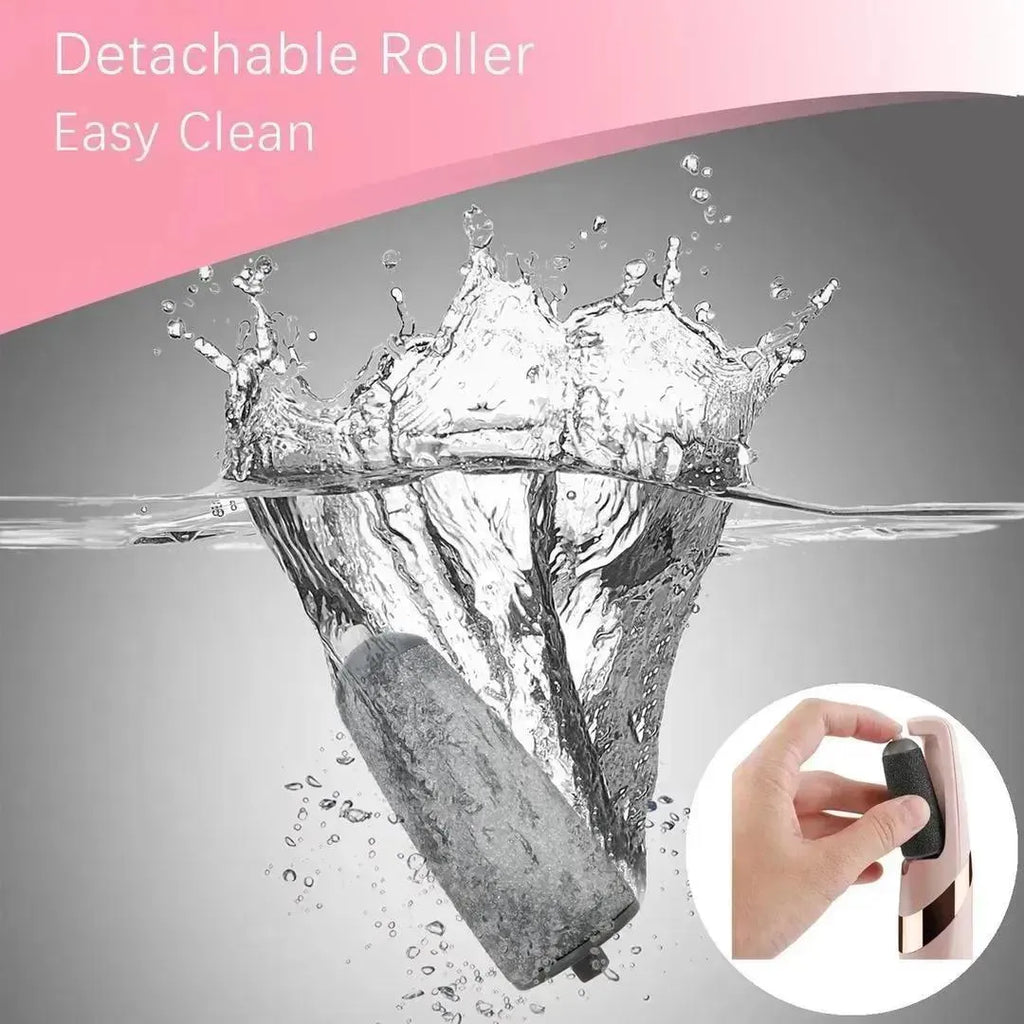 Electric Foot Scrubber with 6 Replacement Rollers-M