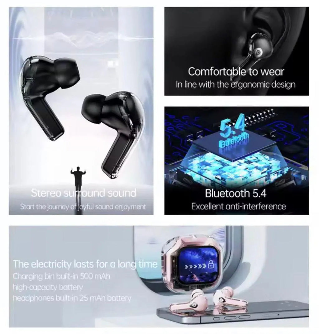 Wireless Transparent Earbuds with Smart Touch Controls-M