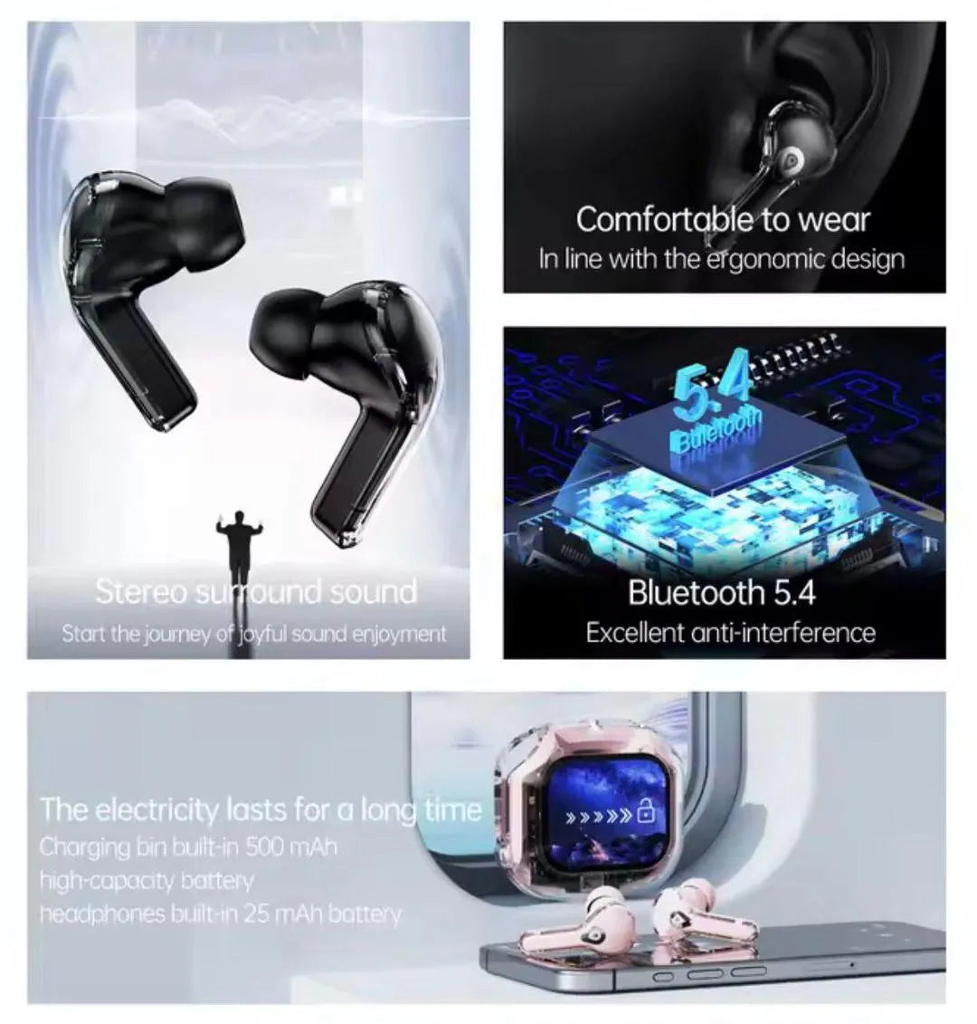 Wireless Transparent Earbuds with Smart Touch Controls-M